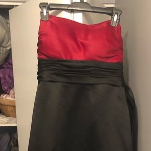 Red and black satin Bridesmaid floor length!